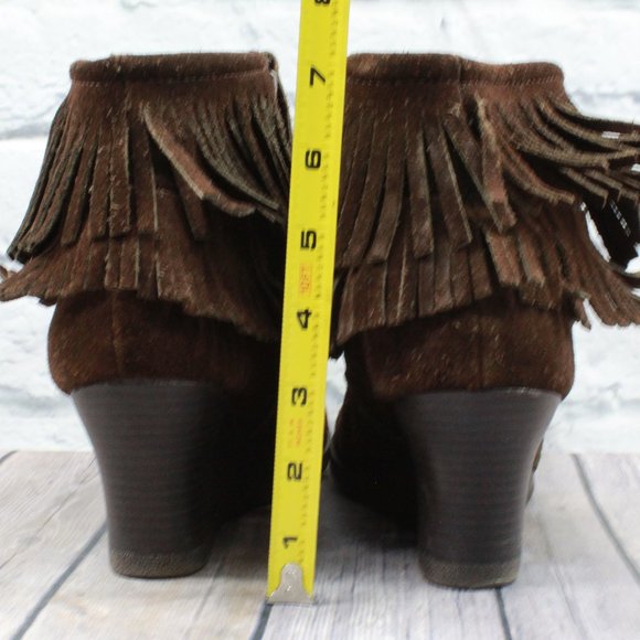 MINNETONKA Fringe Wedge Side Zip Booties Size 9.5 - Picture 7 of 10